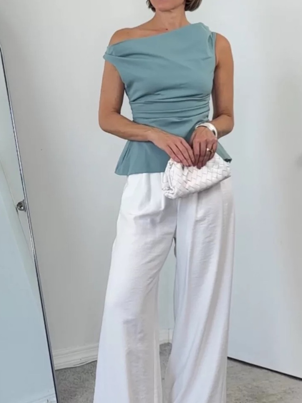 NWT ABERCROMBIE & FITCH Off-The-Shoulder Tailored Drapey Top Ruched Tube - S - Picture 2 of 2